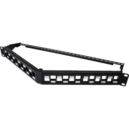 Unloaded Staggered Patch Panel W/ Manager, 24-Port, 1U - Angled